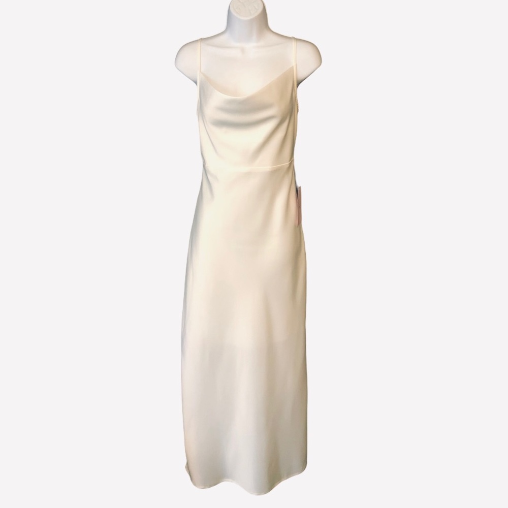 🎉HP🎉 New BHLDN Cali Satin 2 / XS Ivory Charmeuse Slip Wedding Midi Dress - Picture 3 of 8